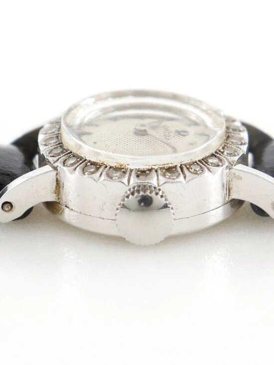 OMEGA antique Watches cal.481 whiteDial PtPlatinum/diamond/Embossed Leathe... main image 5